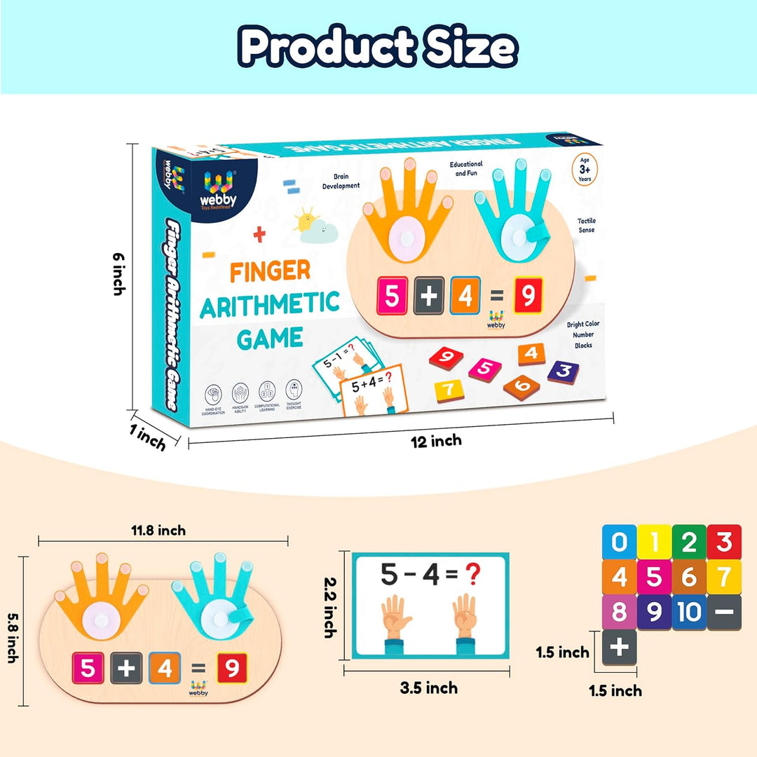 Webby Finger Arithmetic Game | Educational Math Learning Indoor Board Game with Addition and Subtraction for Montessori and Preschool Kids