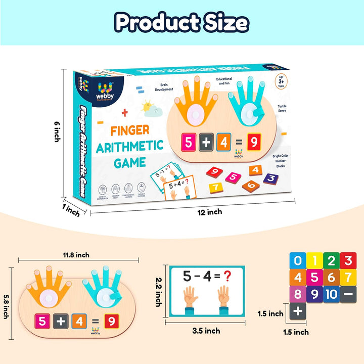 Webby Finger Arithmetic Game | Educational Math Learning Indoor Board Game with Addition and Subtraction for Montessori and Preschool Kids
