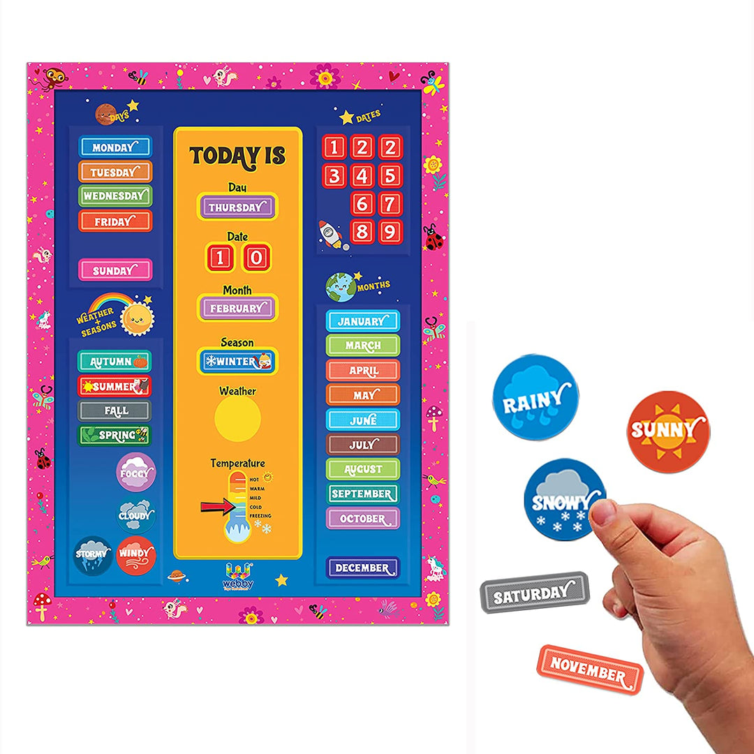 Webby Educational Magnetic Calendar Preschool and Montessori Classroom (44 Pcs)