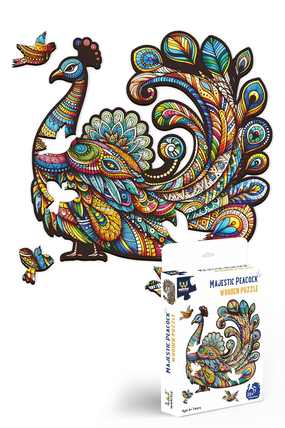 Webby Peacock Jigsaw Puzzle Majestic Wooden Puzzle (25 pieces)