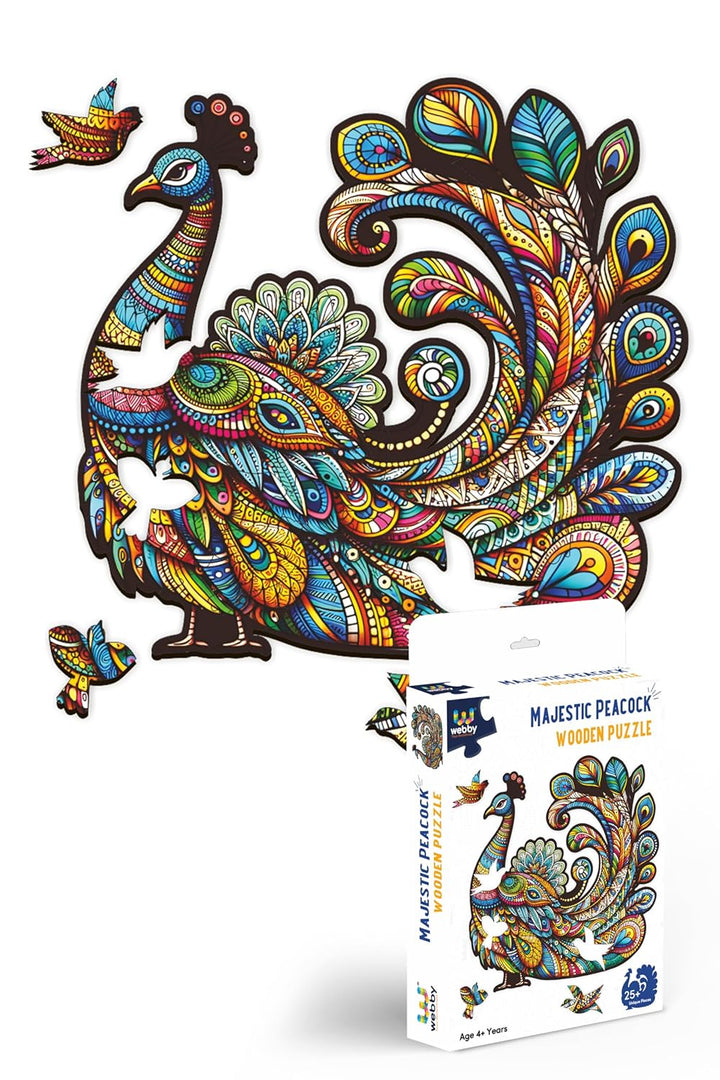 Webby Peacock Jigsaw Puzzle Majestic Wooden Puzzle (25 pieces)