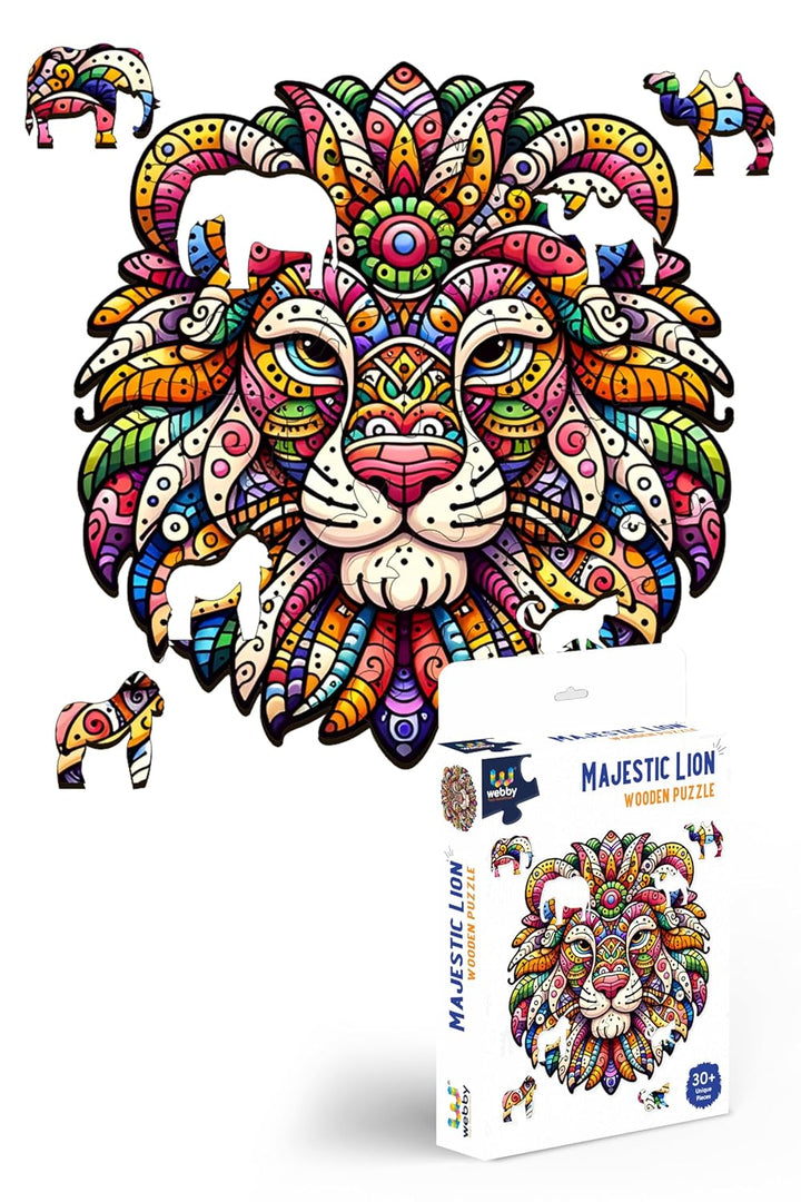 Webby Majestic Lion Jigsaw Puzzle | Wooden Animal toy for kids and adults(30 pieces)