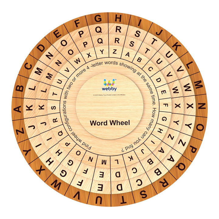 Webby Wooden Circle Word Wheel Puzzle