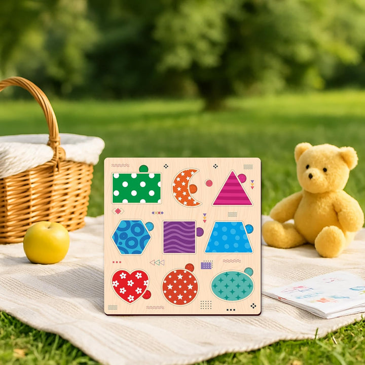 Webby Wooden Learning Puzzle Set | Educational Montessori Toys with Shapes, Animals and Fruits | Set of 3 Puzzles for Kids