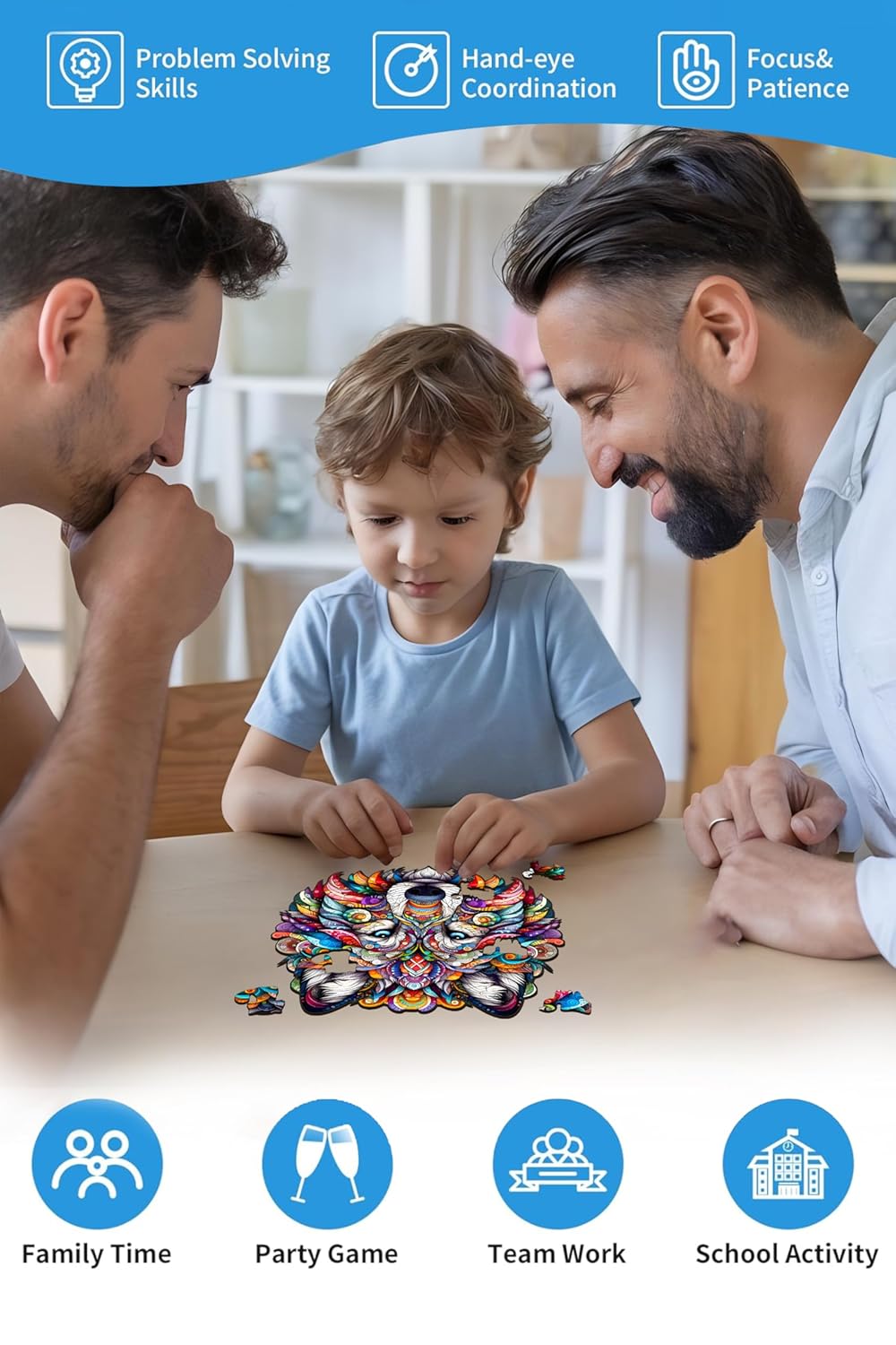 Webby Wolf Jigsaw Puzzle | Majestic Colourful Wooden Animal Puzzle (28 pieces)