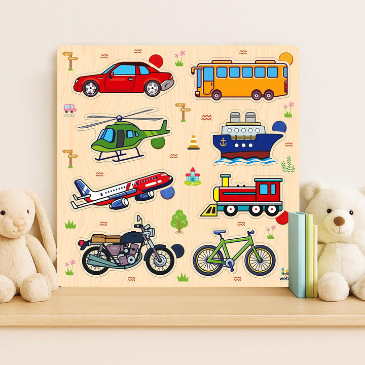 Webby Public Transport Vehicles Wooden Learning Puzzle | Educational Montessori Toy for Pre School Kids