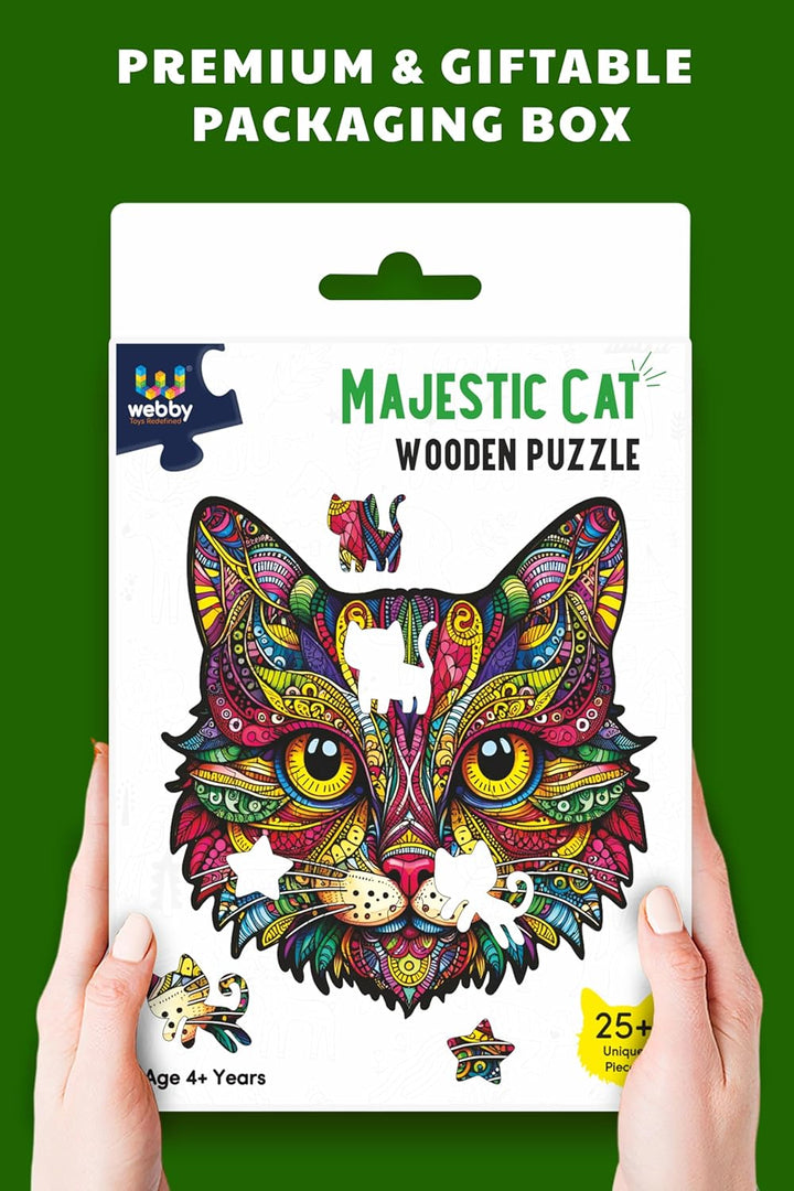 Webby Cat Jigsaw Puzzle | Majestic Colorful Animal toy (25 pieces)