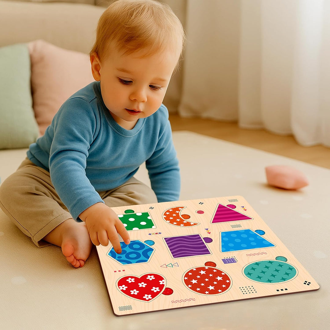 Webby Shapes Wooden Learning Puzzle | Educational Montessori Toy for Pre School Kids