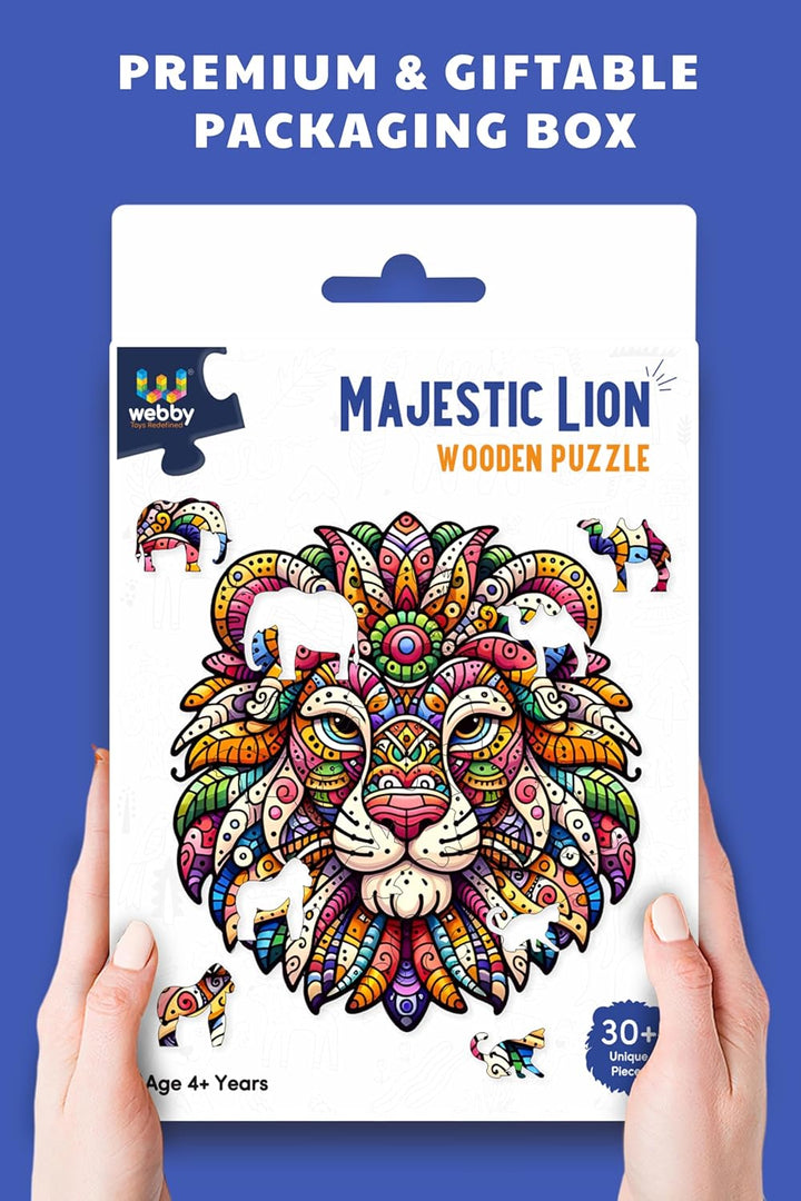 Webby Majestic Lion Jigsaw Puzzle | Wooden Animal toy for kids and adults(30 pieces)