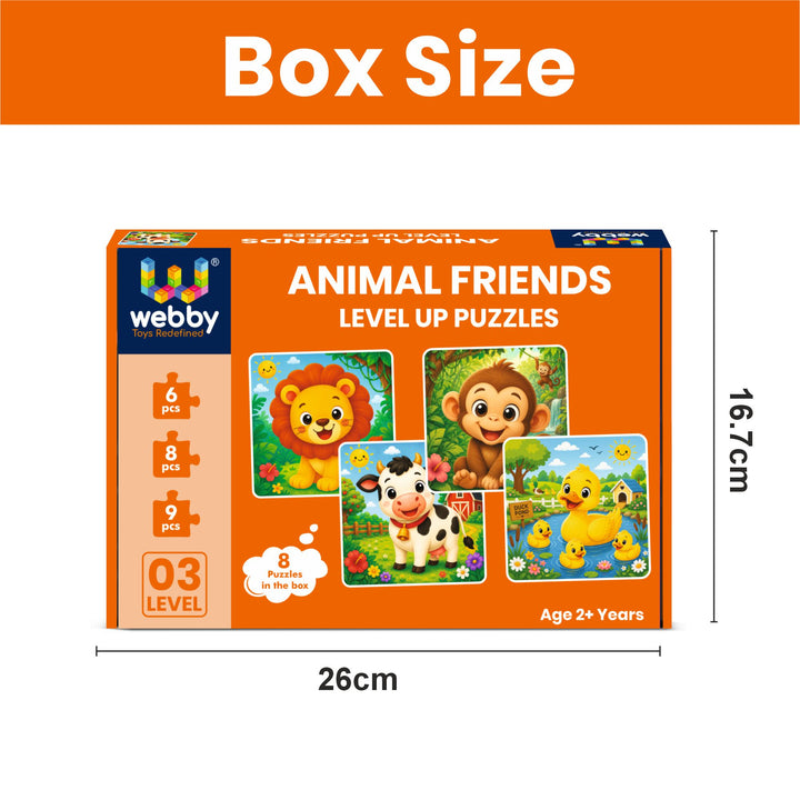 Webby Animal Friends Level Up Jigsaw Puzzle for Kids | 8 Puzzles in a Box, 3 Difficulty Levels, Age 2+ Years