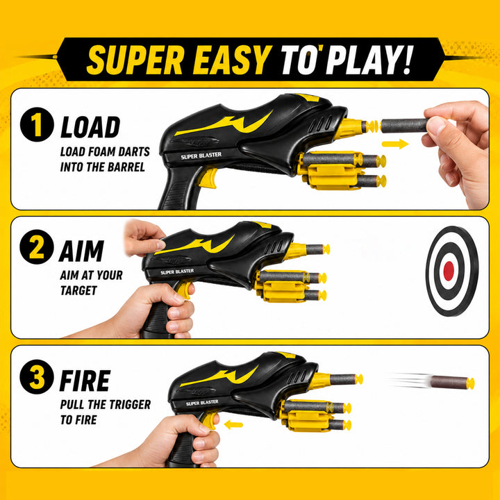 Webby Super Blaster Toy Gun with Soft Foam Bullets for Kids | Rapid Fire, Rotating Drum, Ergo-Trigger, Age 6+ Years, Indoor & Outdoor Fun