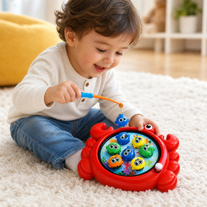 Webby Manual Rotating Magnetic Crab Fishing Game for Kids | Magnetic Fishing Rod, Rotating Fish Board