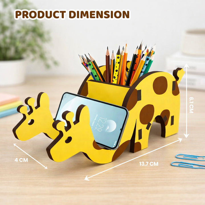 Webby Wooden DIY Paint Giraffe Pen and Pencils Holder Art and Craft Toy | Birthday Return Gift | Colour Paint Activity Kit for Kids