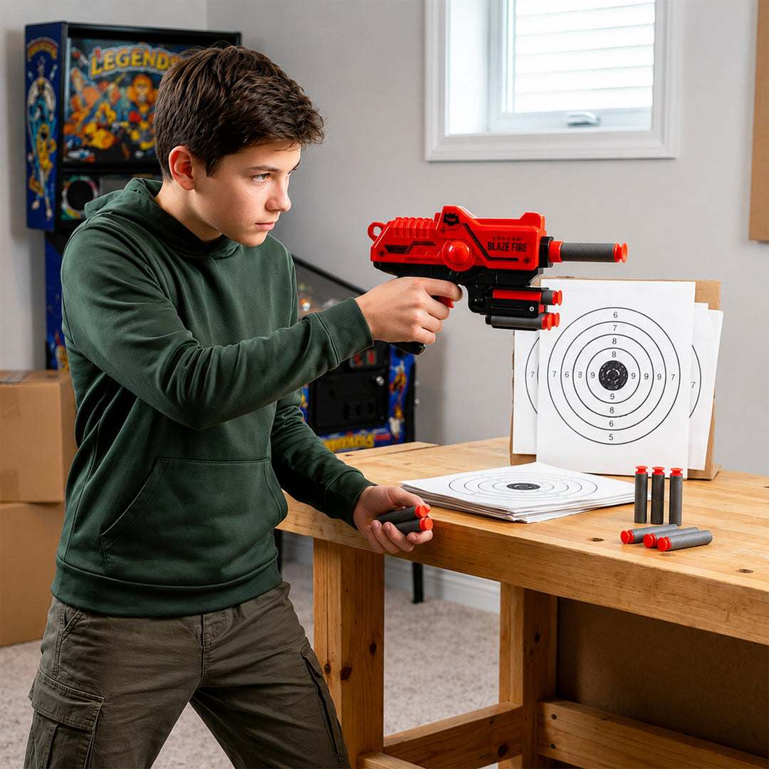 Webby Blaze Fire Foam Dart Blaster Toy Gun for Kids | Rapid Fire, Rotating Drum, Ergo-Trigger, Age 6+ Years, Indoor & Outdoor Fun Visit the Webby Store