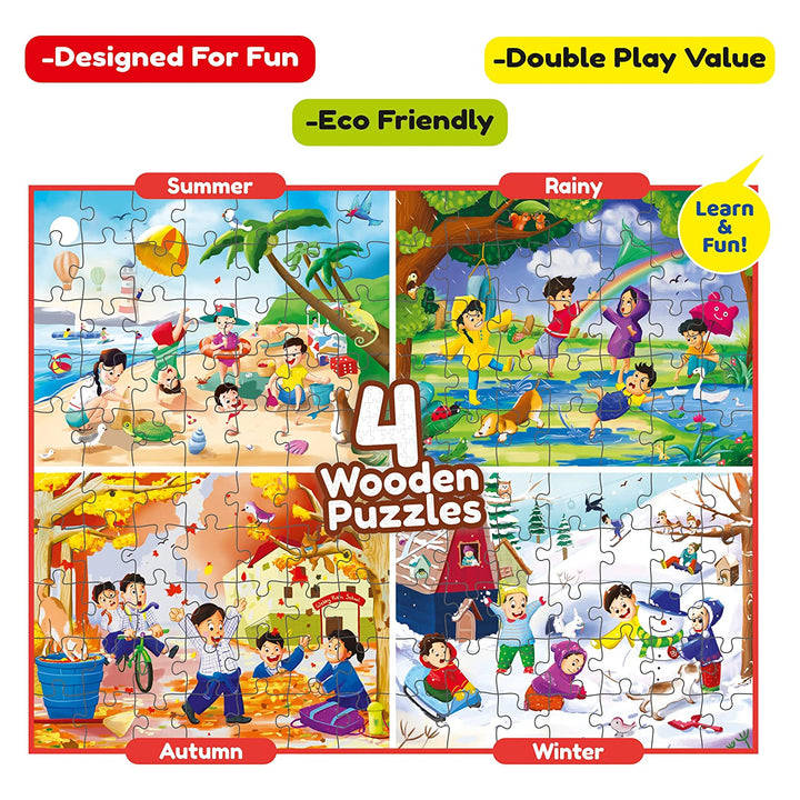 Webby 4 in 1 Wooden Season Puzzle Toy for Kids | Set of 4 Jigsaw Puzzle, 35 Pieces Each