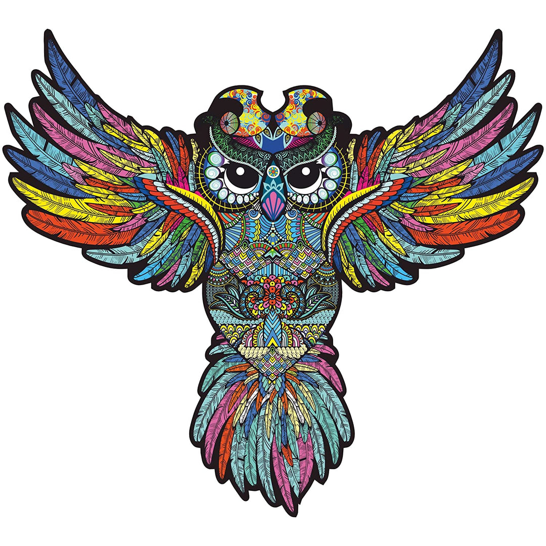 Webby Colourful Jigsaw Owl Shaped Puzzle with Tray (28×24) cm, 100 Pcs