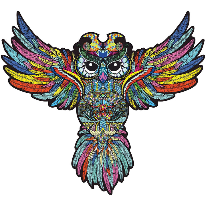 Webby Colourful Jigsaw Owl Shaped Puzzle with Tray (28×24) cm, 100 Pcs