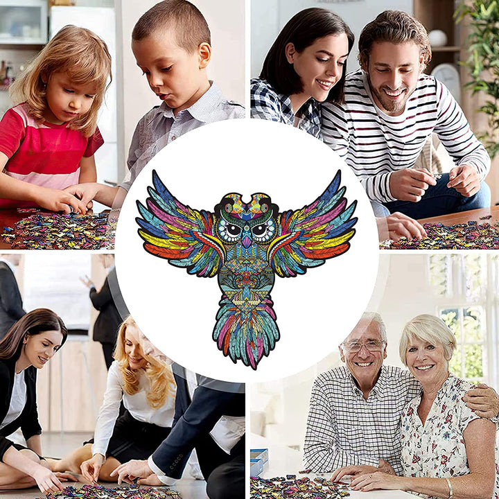 Webby Colourful Jigsaw Owl Shaped Puzzle with Tray (28×24) cm, 100 Pcs