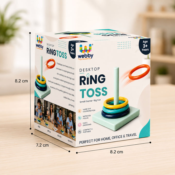 Webby Desktop Ring Toss Game for Kids and Adults | Ages 3+ Years, Hand-Eye Coordination, Compact & Portable, Family Bonding Game, Home, Office & Travel