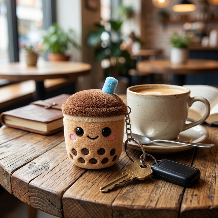 Webby Plush Boba Tea Soft Toy with Keychain for Boys, Girls and Adults - 1 Piece