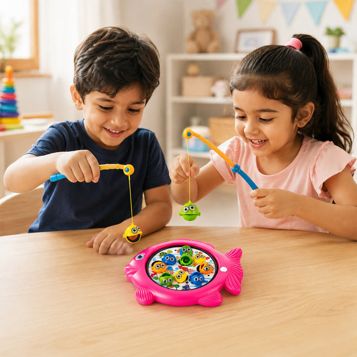 Webby Manual Rotating Magnetic Fishing Game for Kids | Magnetic Fish, Includes Fishing Rod