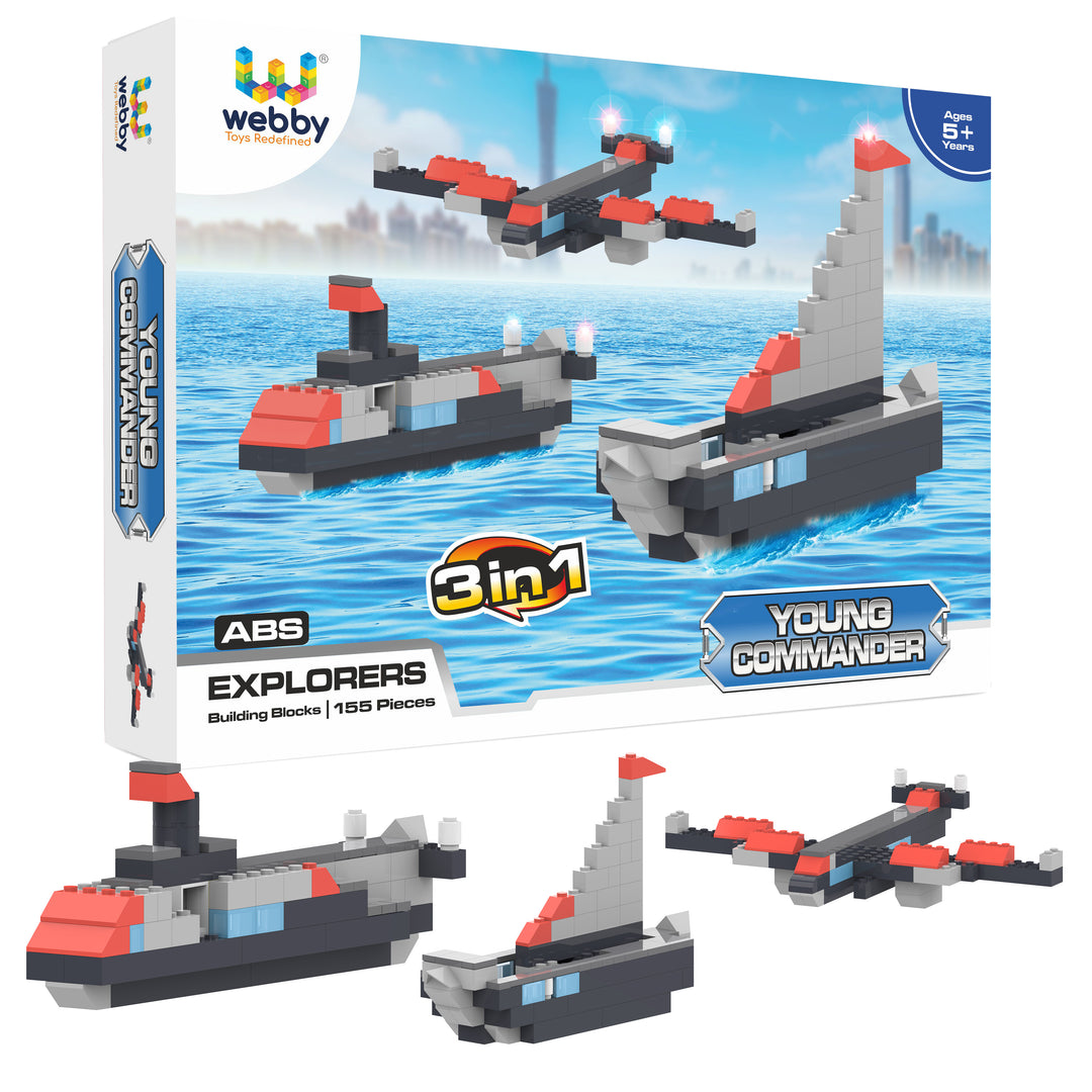 Webby 3 in 1 Young Commander ABS Blocks Kit, 155 Pcs