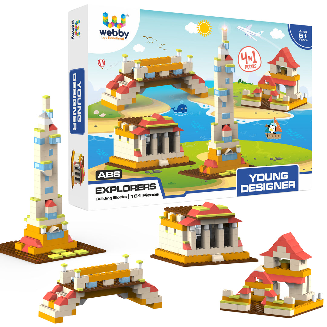 Webby 4 in 1 Young Designer ABS Blocks Kit, 161 Pcs