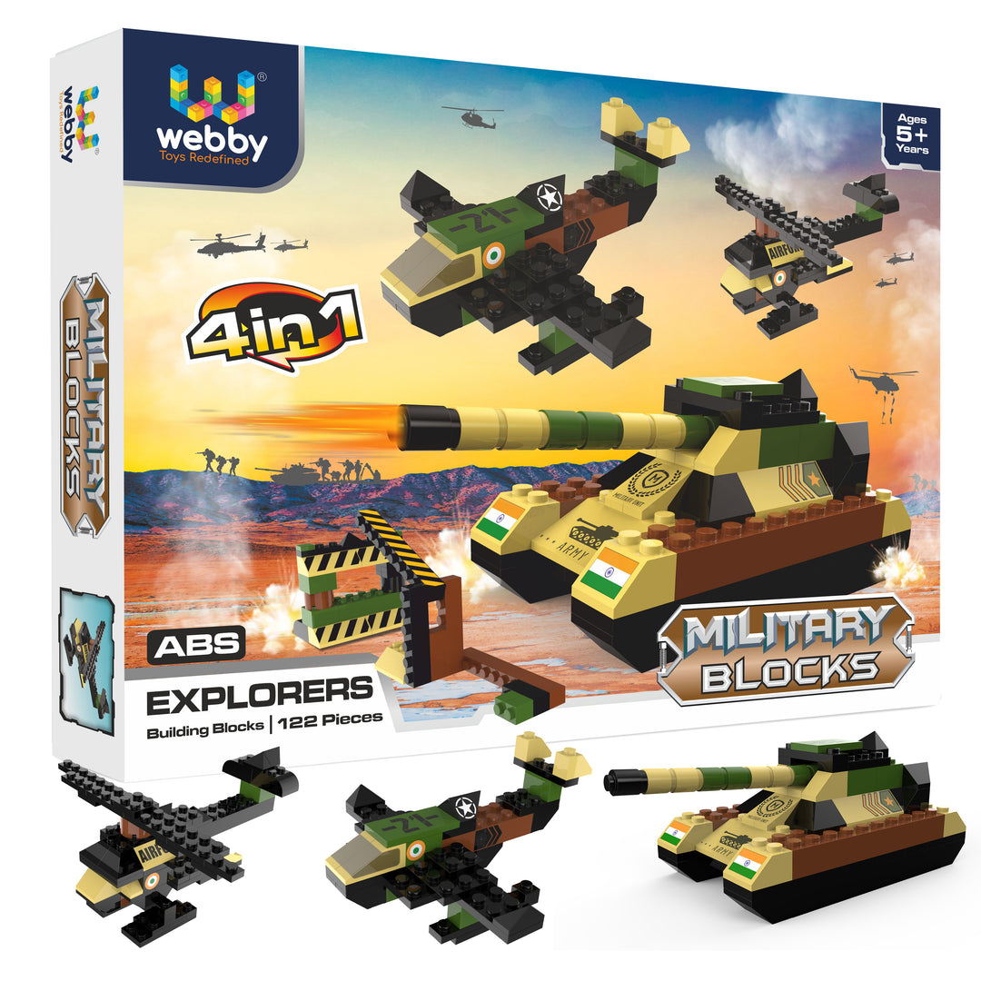 Webby 4 in 1 Military ABS Building Blocks Kit, 122 Pcs