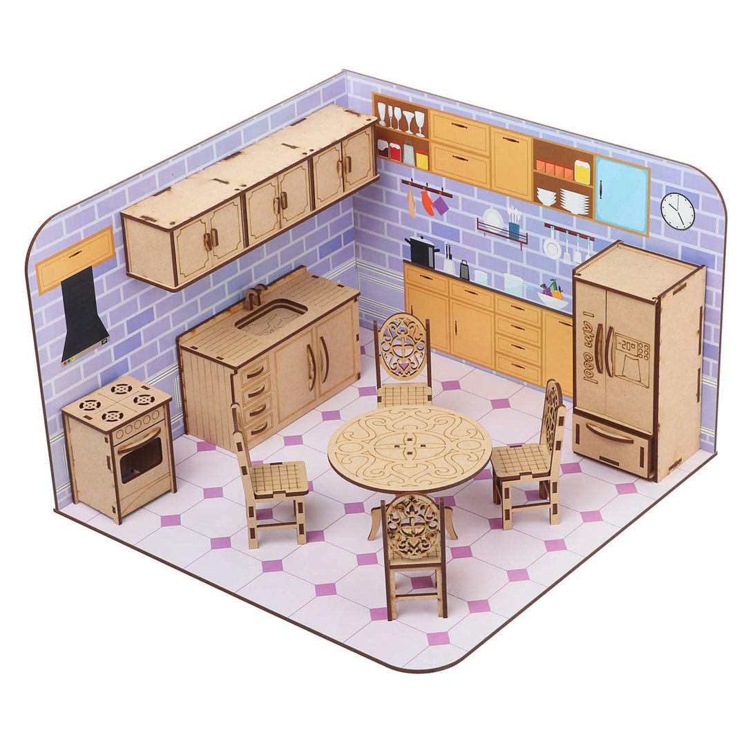Webby DIY Wooden Kitchen Dollhouse with Furniture – Webby Toys