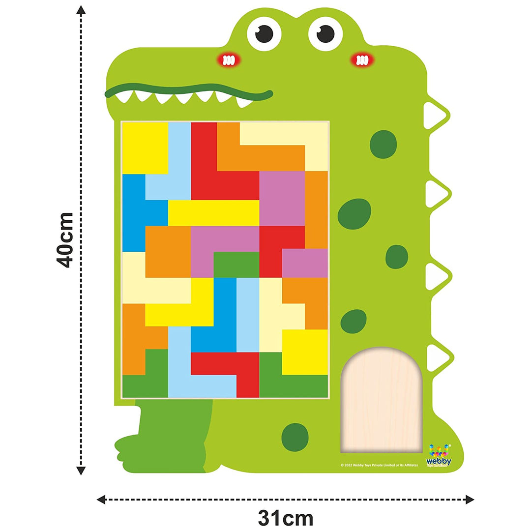 Webby Wooden Alligator Tetris Brain Teaser Puzzle