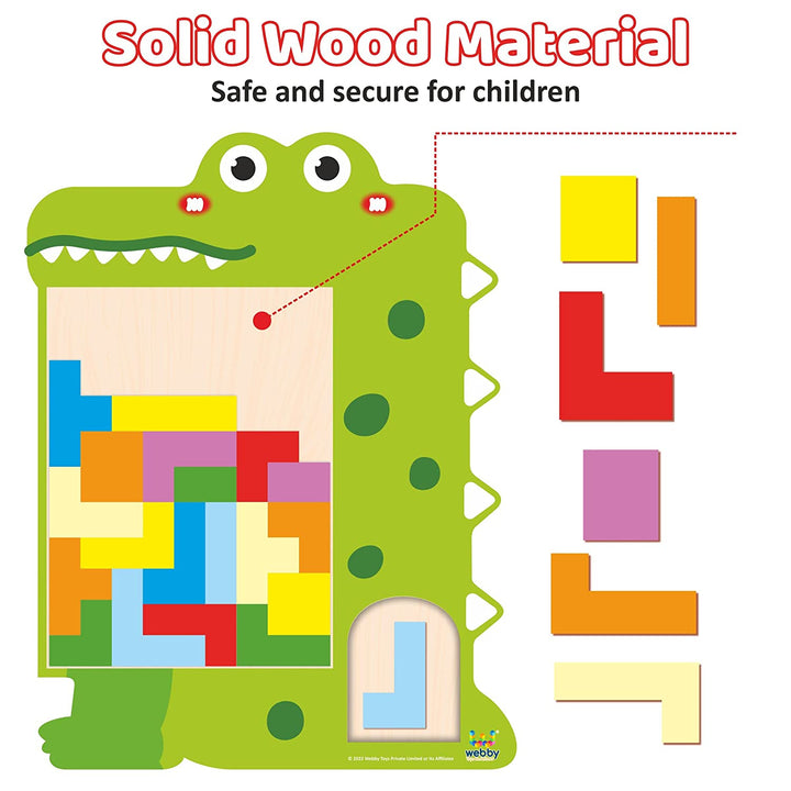 Webby Wooden Alligator Tetris Brain Teaser Puzzle