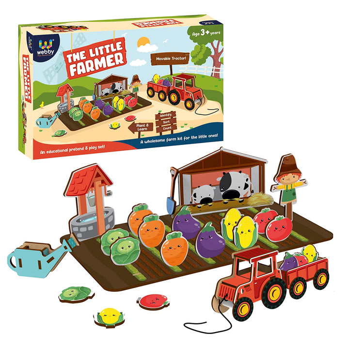 Webby Wooden The Little Farmer Game with Wholesome Farm Set