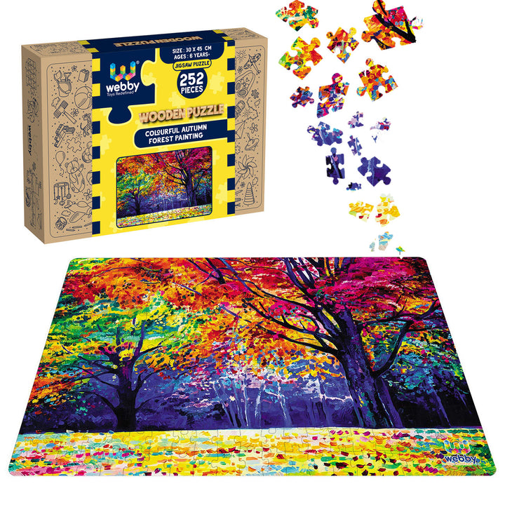 Webby Colourful Autumn Forest Painting Jigsaw Puzzle, 252 pieces