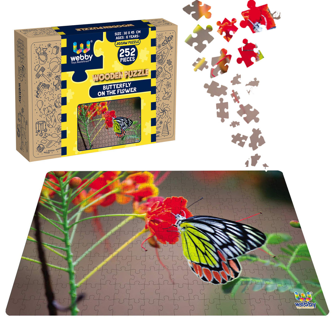 Webby Butterfly on the Flower Wooden Jigsaw Puzzle, 252 pieces