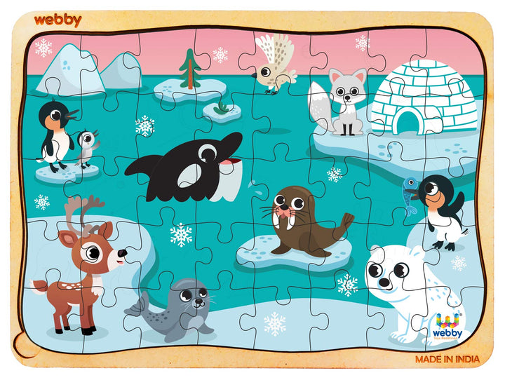 Webby Polar Animals Wooden Floor Puzzle, 40 Pcs