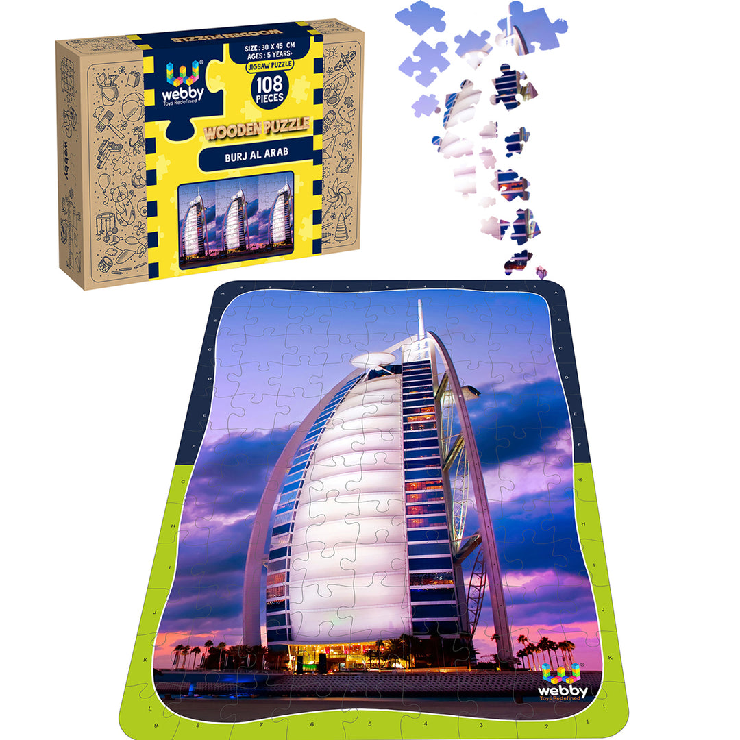 Webby Burj AL Arab Wooden Jigsaw Puzzle, 108 Pieces, Multicolor