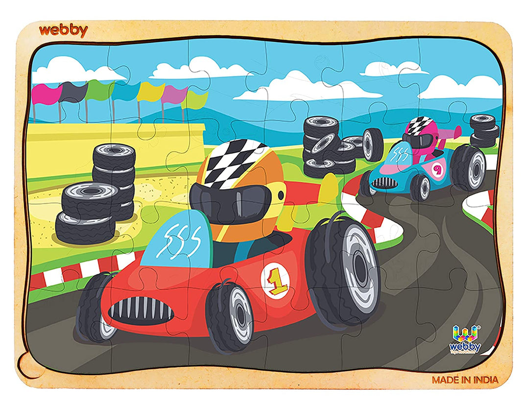 Webby The Go Kart Racing Wooden Jigsaw Puzzle, 24Pcs, Multicolor