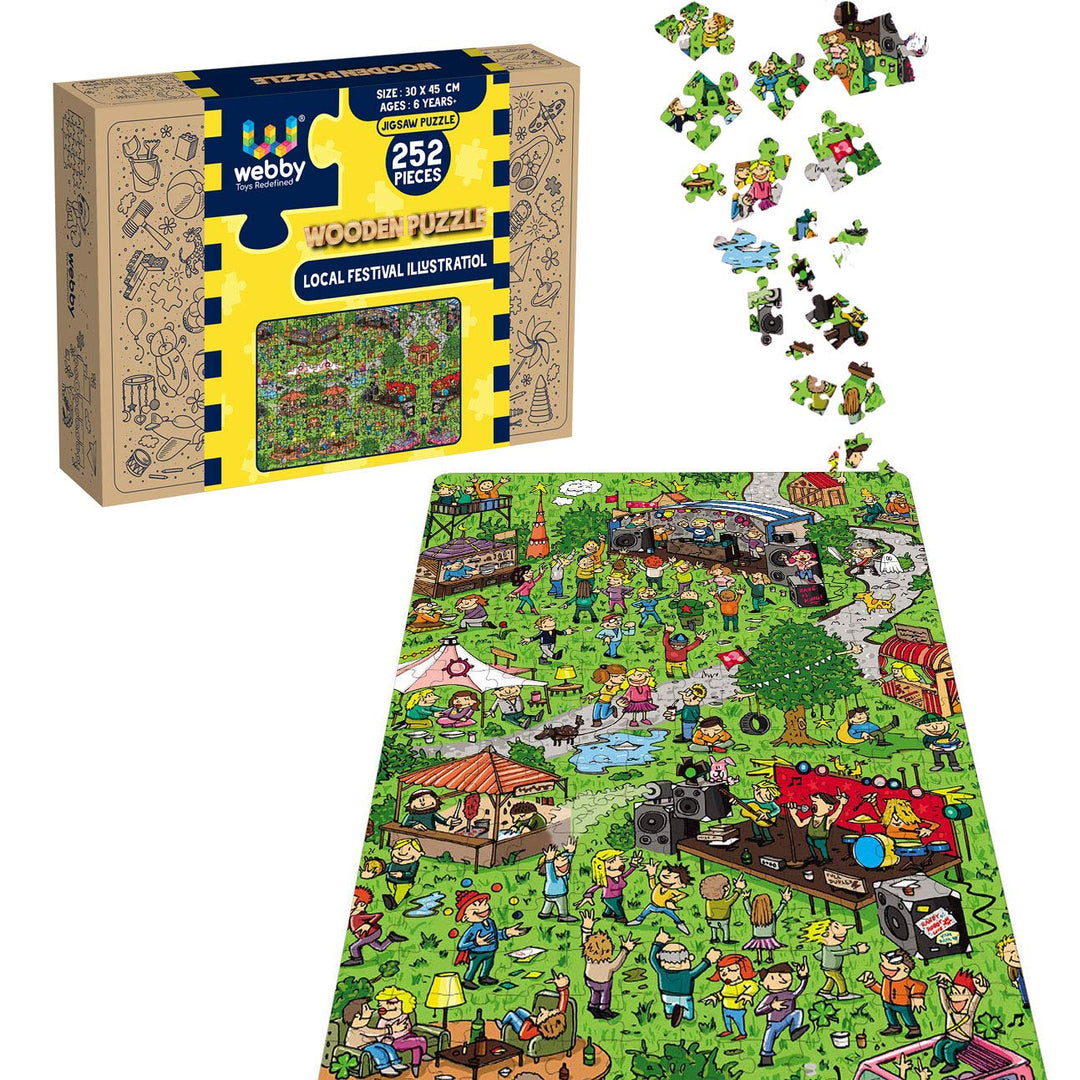 Webby Local Festival Illustration Wooden Jigsaw Puzzle, 252 pieces