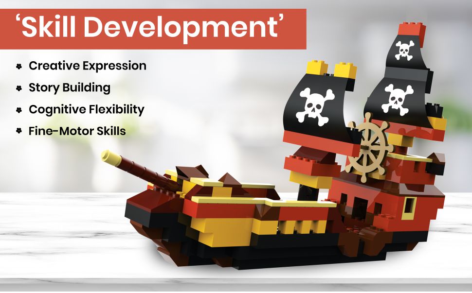 Webby Pirates Ship ABS Building Blocks Kit, (224 Pcs)