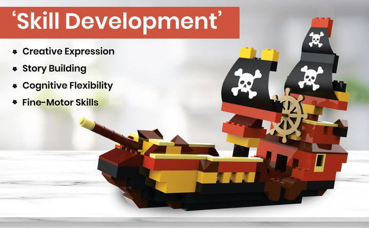 Webby Pirates Ship ABS Building Blocks Kit, (224 Pcs)