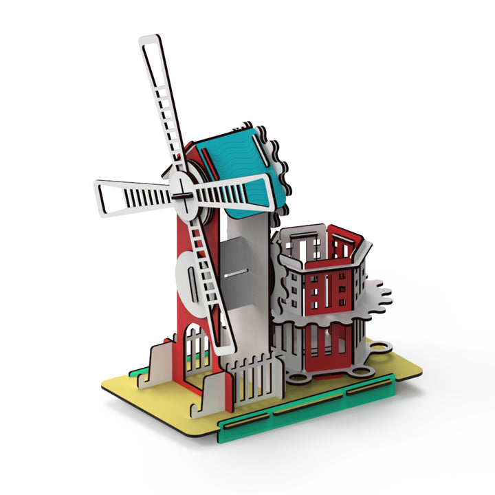 Webby DIY Art and Craft Wooden Mechanical Windmill with Rotating Pen Stand