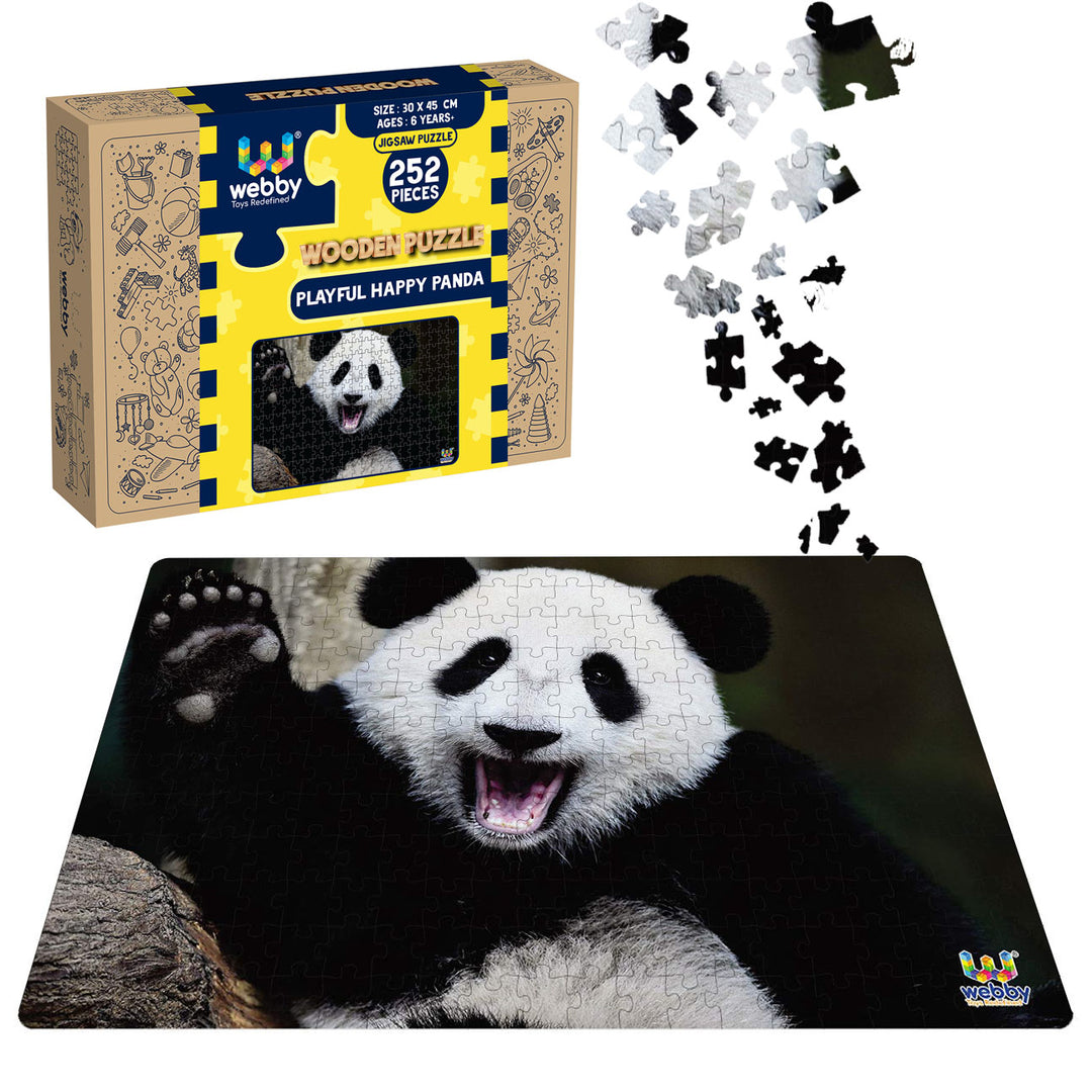 Webby Playful Happy Panda Jigsaw Puzzle, 252 pieces