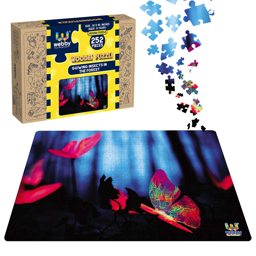Webby Glowing Insects in the Forest Wooden Jigsaw Puzzle, 252 pieces
