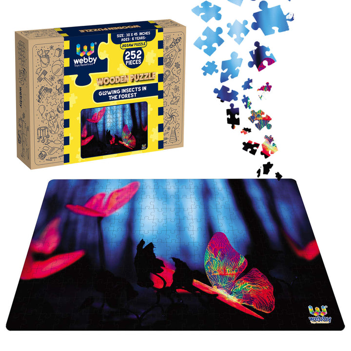 Webby Glowing Insects in the Forest Wooden Jigsaw Puzzle, 252 pieces