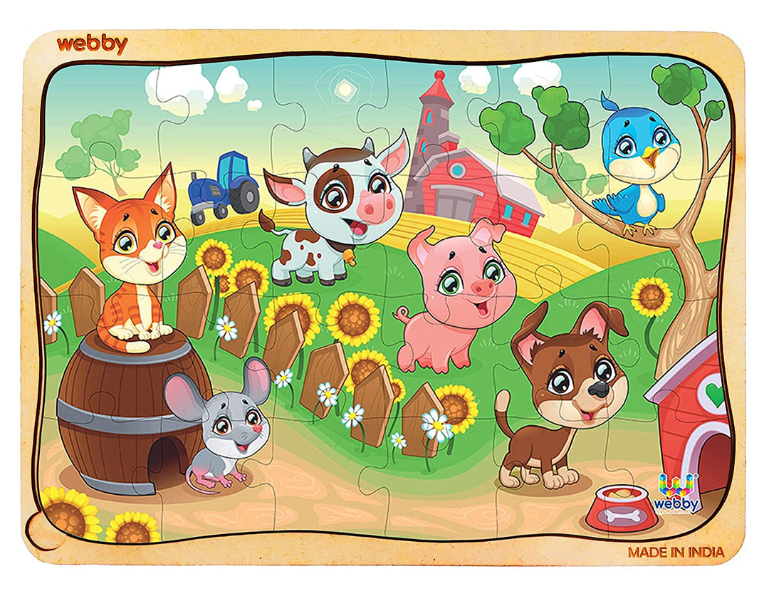 Webby The Animals in The Garden Wooden Jigsaw Puzzle, 24Pcs, Multicolor