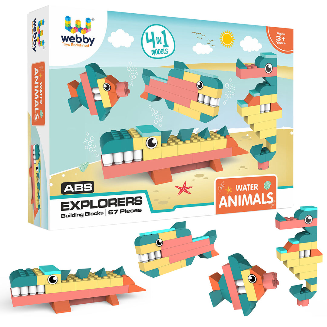 Webby 4 in 1 Water Animals ABS Building Blocks Kit, 67 Pcs