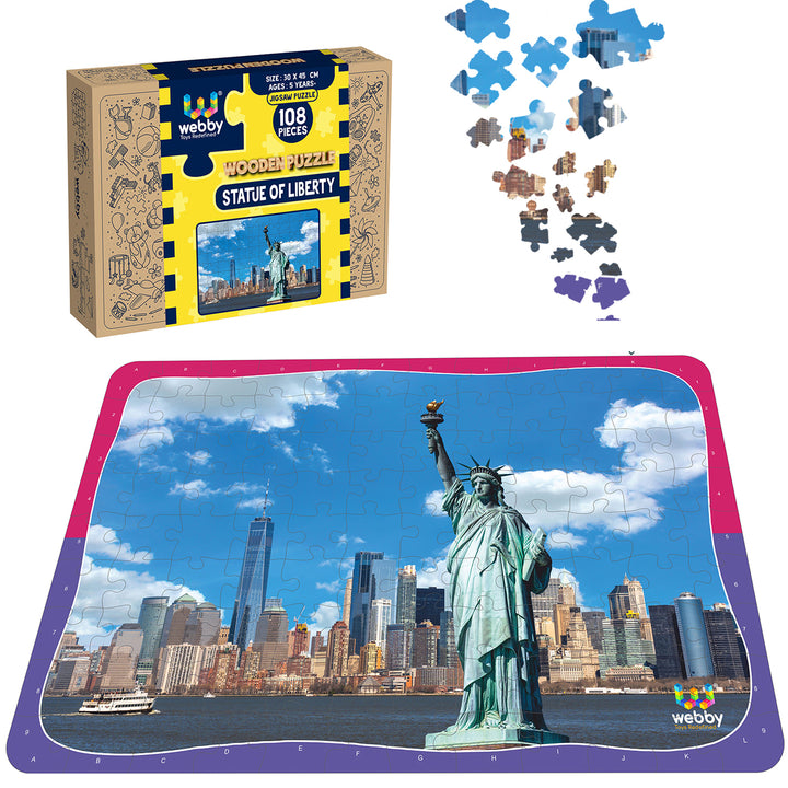 Webby Statue of Liberty Wooden Jigsaw Puzzle, 108 Pieces - Multicolor