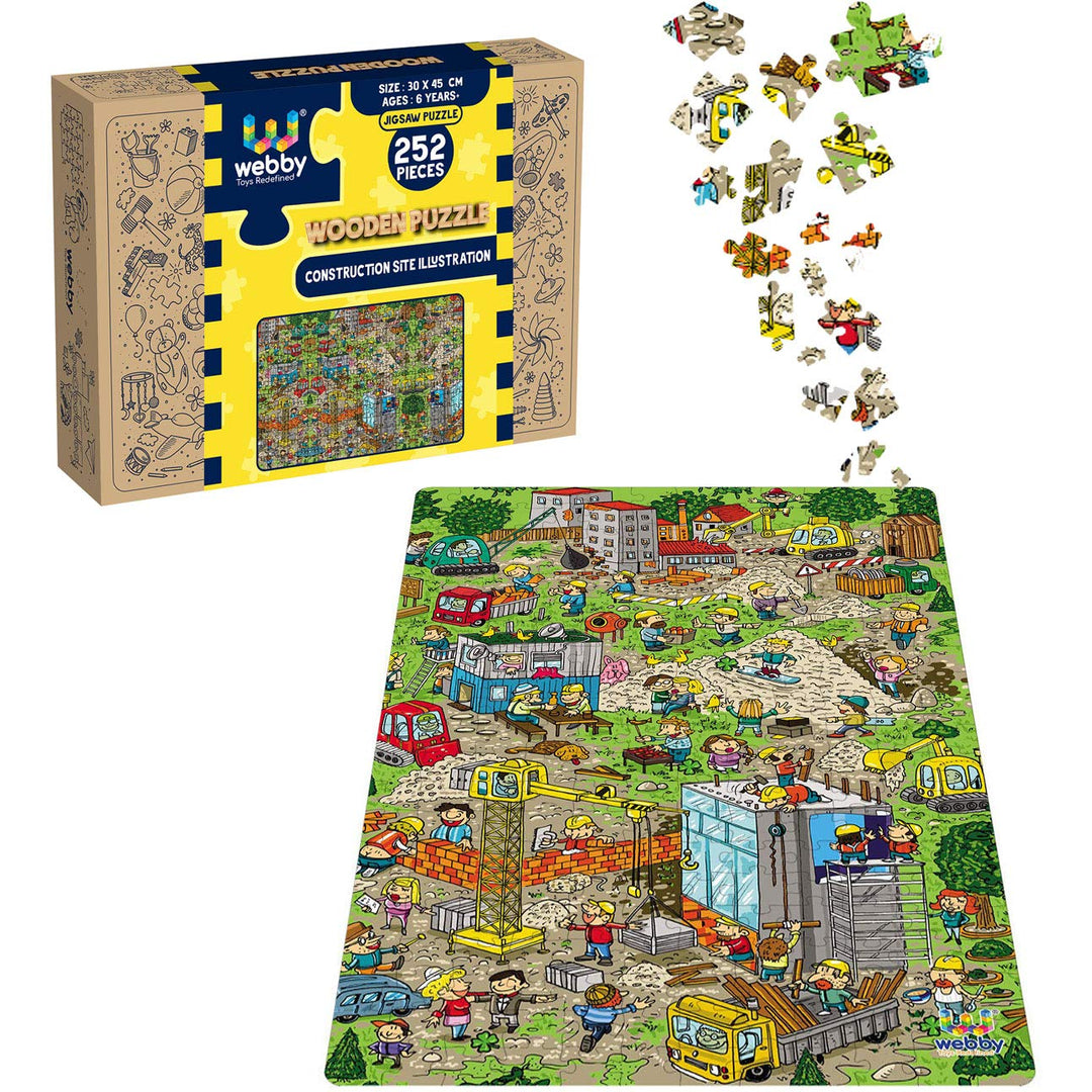 Webby Construction Site Illustration Jigsaw Puzzle, 252 pieces