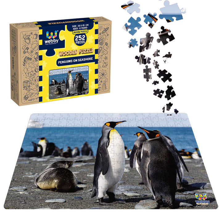 Webby Penguins on Seashore Jigsaw Puzzle, 252 pieces