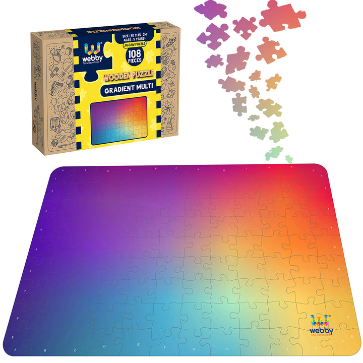 Webby Gradient Multicolor Wooden Jigsaw Puzzle, 108 Pieces